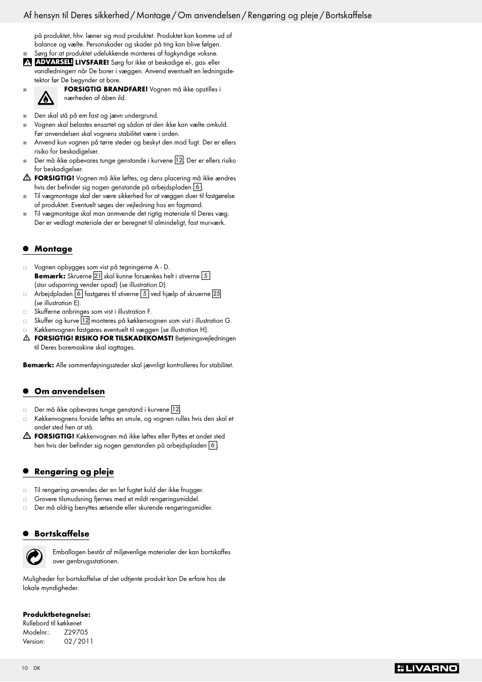 Livarno Z29705 User Manual | Page 10 / 15