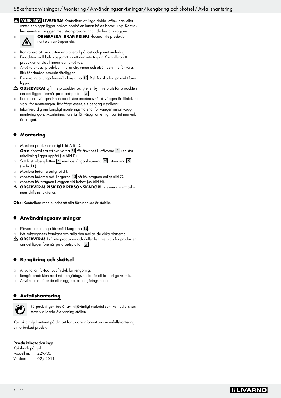 Livarno Z29705 User Manual | Page 8 / 15