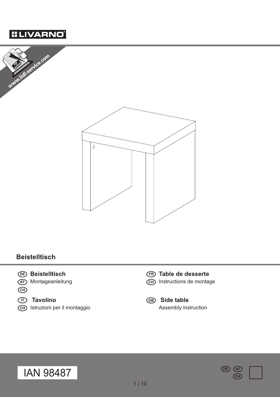 Livarno Magazine Rack / End Table User Manual | 10 pages