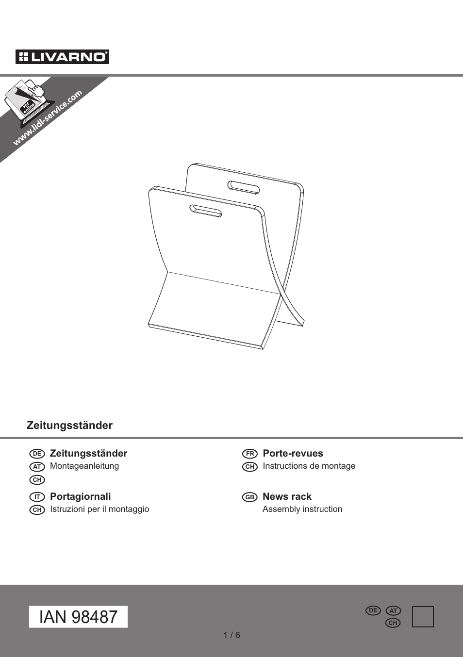 Livarno Magazine Rack / End Table User Manual | 6 pages