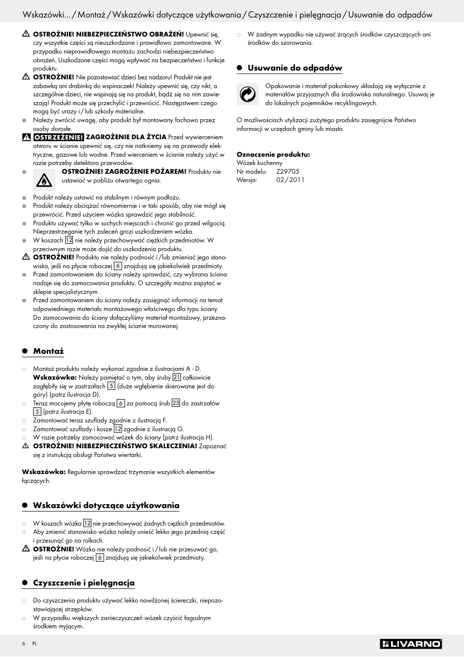 Livarno Z29705 User Manual | Page 6 / 19