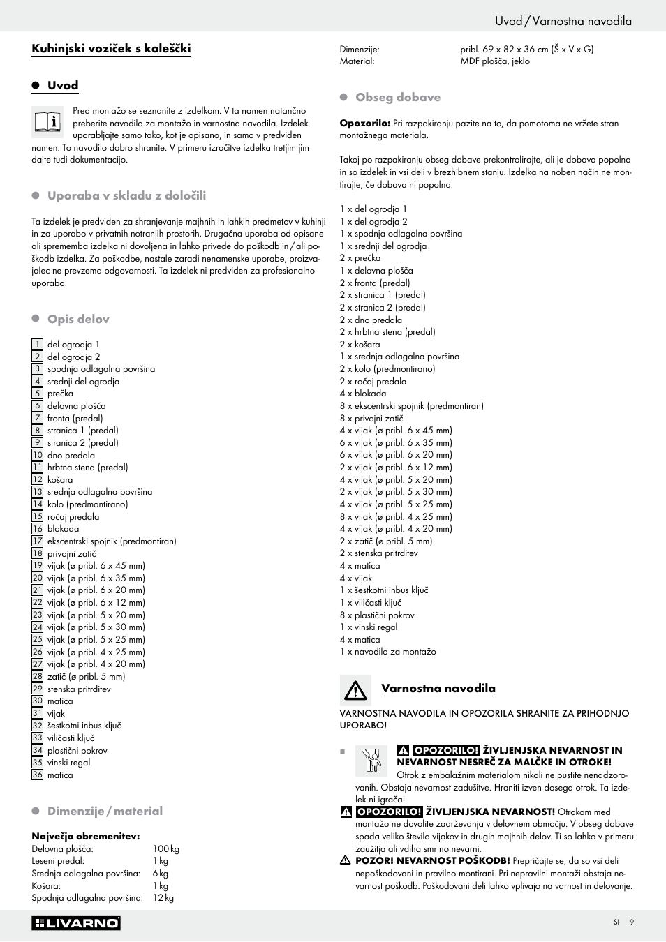 Uvod / varnostna navodila | Livarno Z29705 User Manual | Page 9 / 19