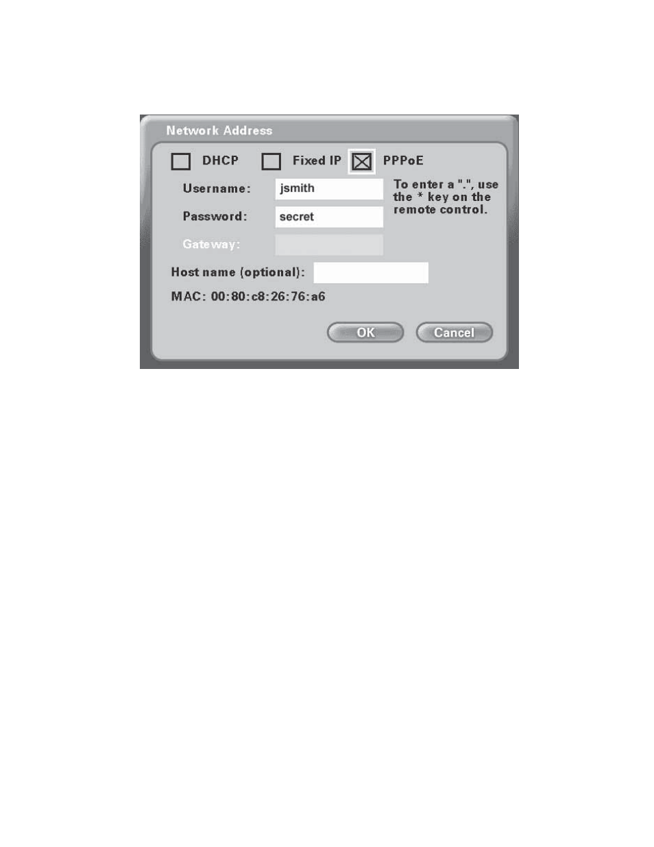 Using the configuration menu (continued), Main screen > settings > network > address | D-Link DVC-1000 User Manual | Page 33 / 69