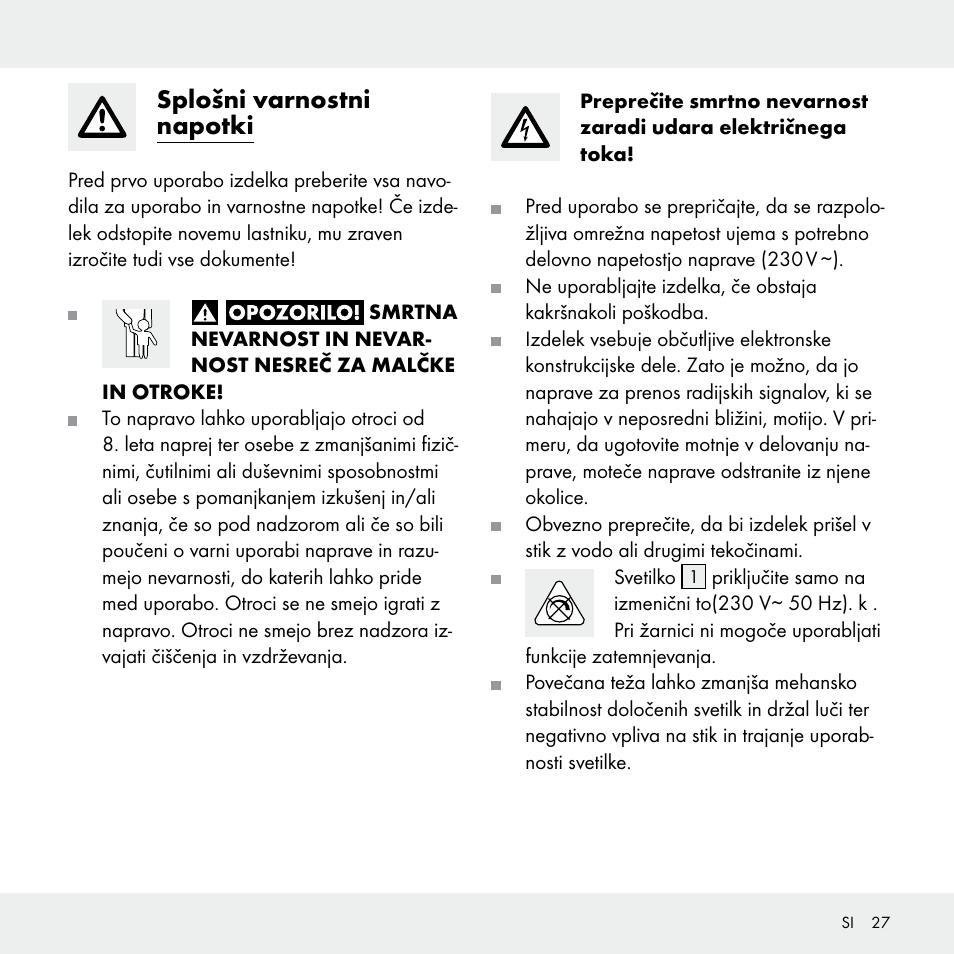 Splošni varnostni napotki | Livarno 102631-14-01 User Manual | Page 27 / 48
