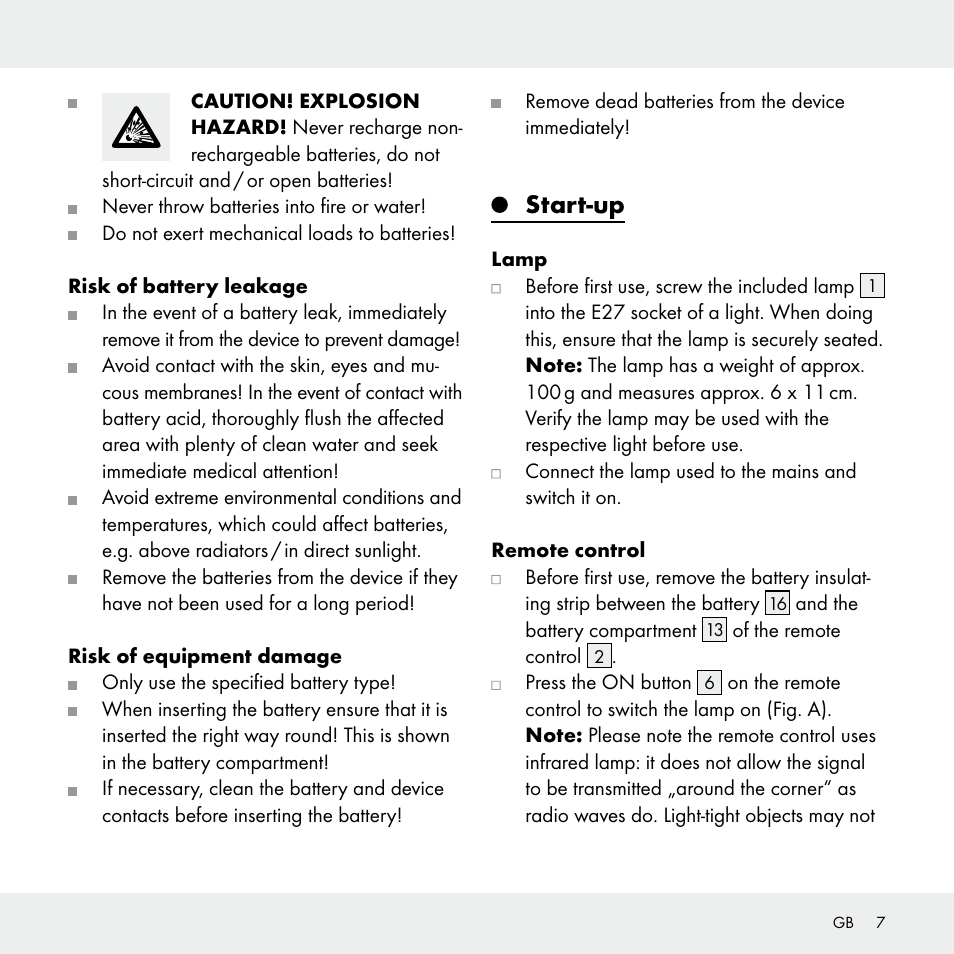 Start-up | Livarno 102631-14-01 User Manual | Page 7 / 48