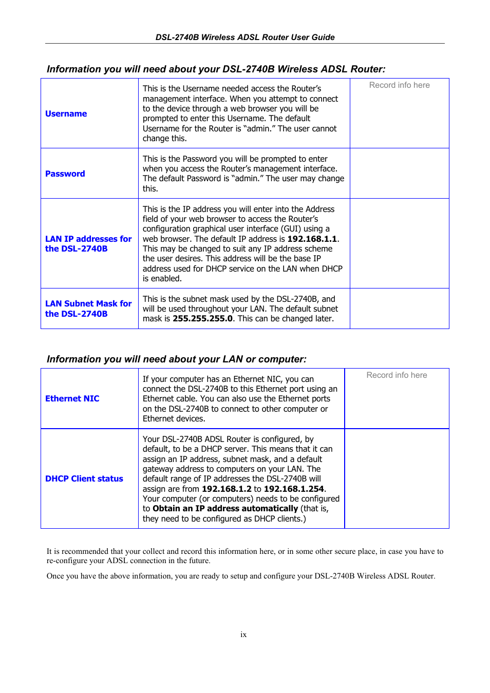 D-Link DSL 2740B User Manual | Page 10 / 115
