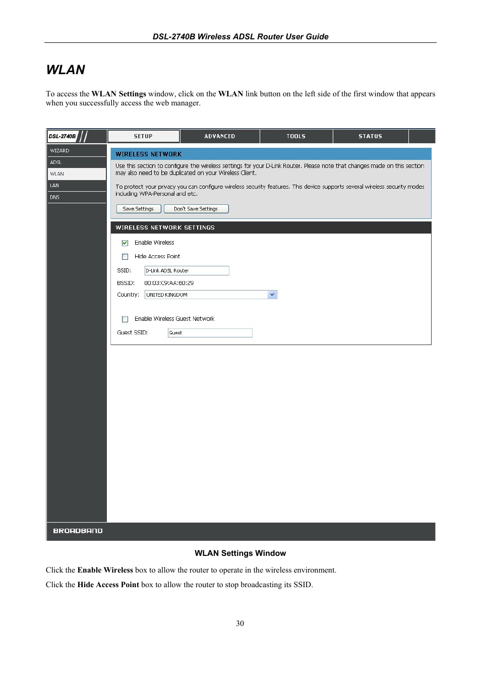 Wlan | D-Link DSL 2740B User Manual | Page 40 / 115