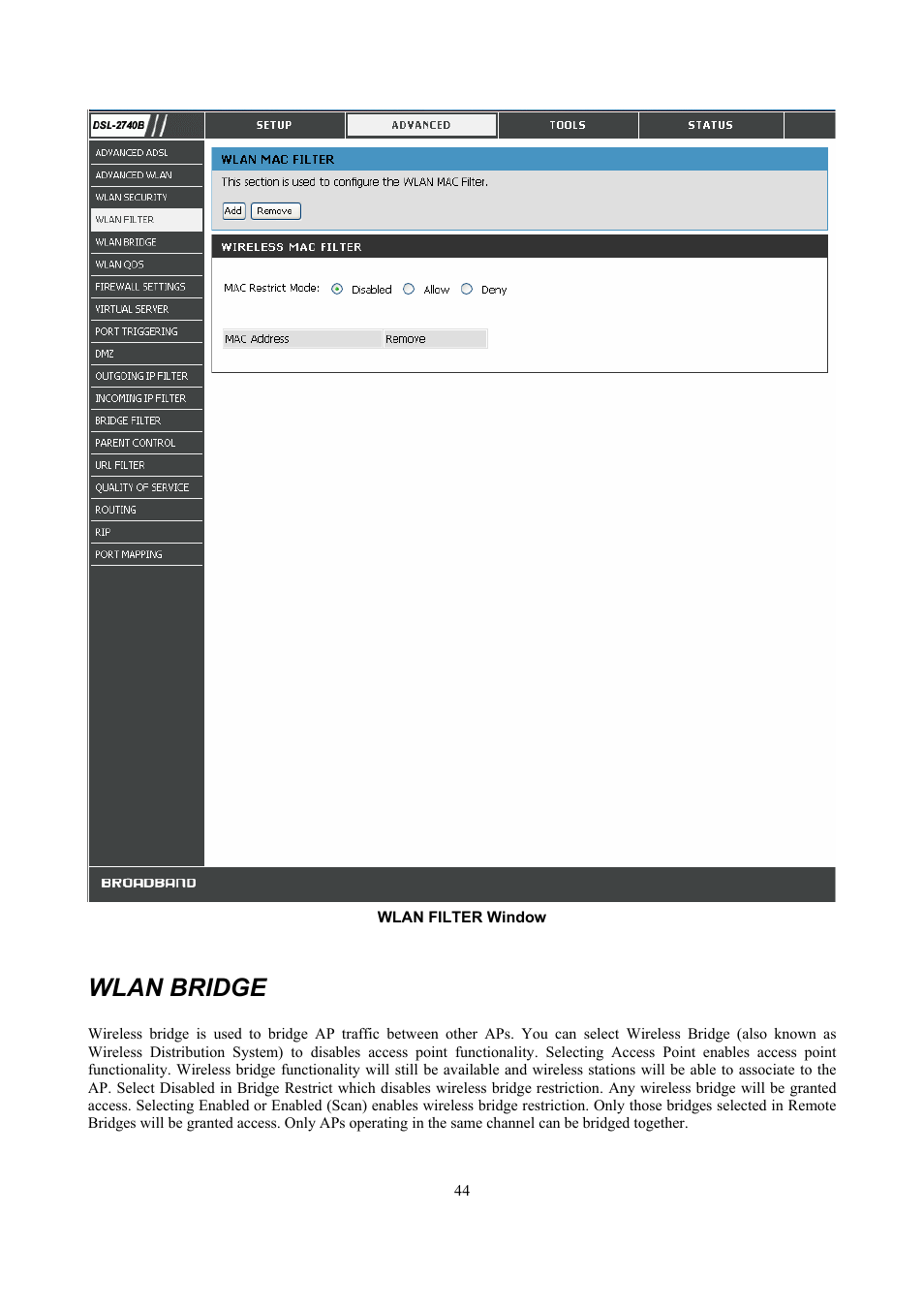 Wlan bridge | D-Link DSL 2740B User Manual | Page 54 / 115
