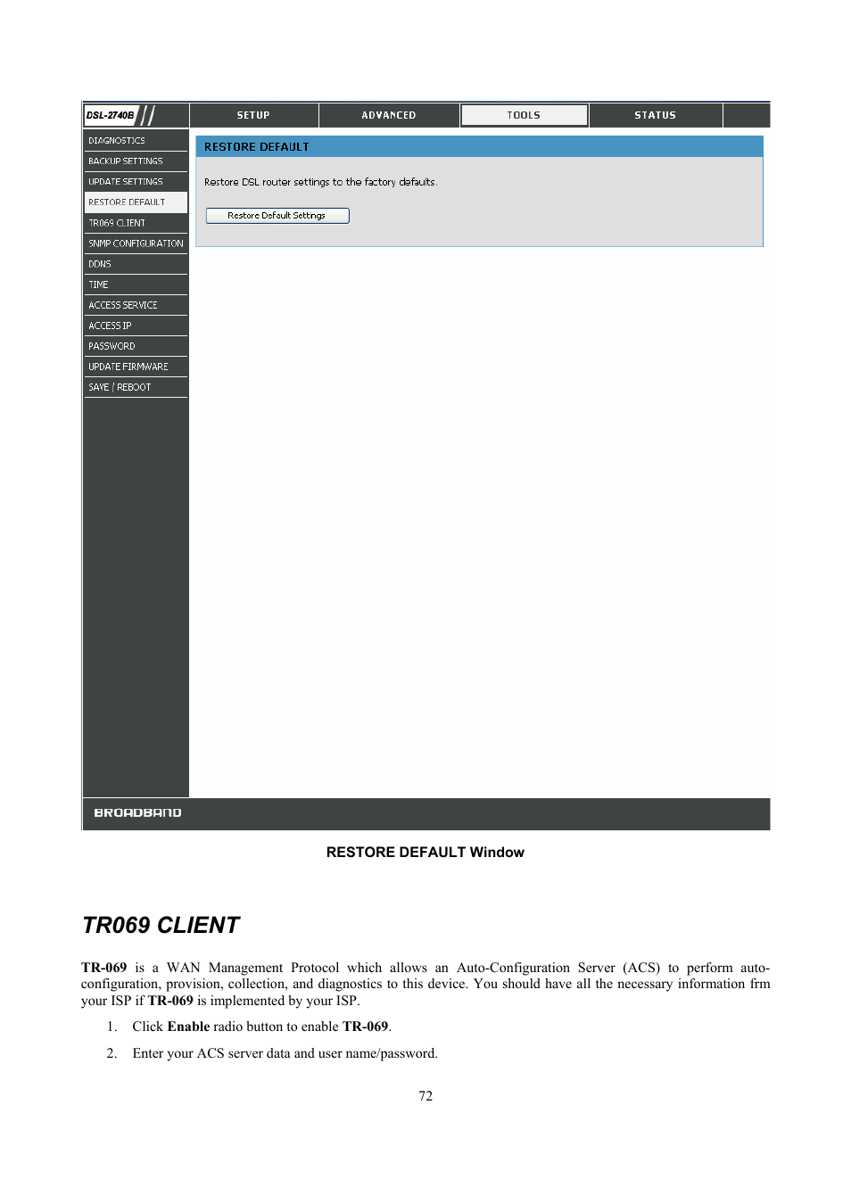 Tr069 client | D-Link DSL 2740B User Manual | Page 82 / 115