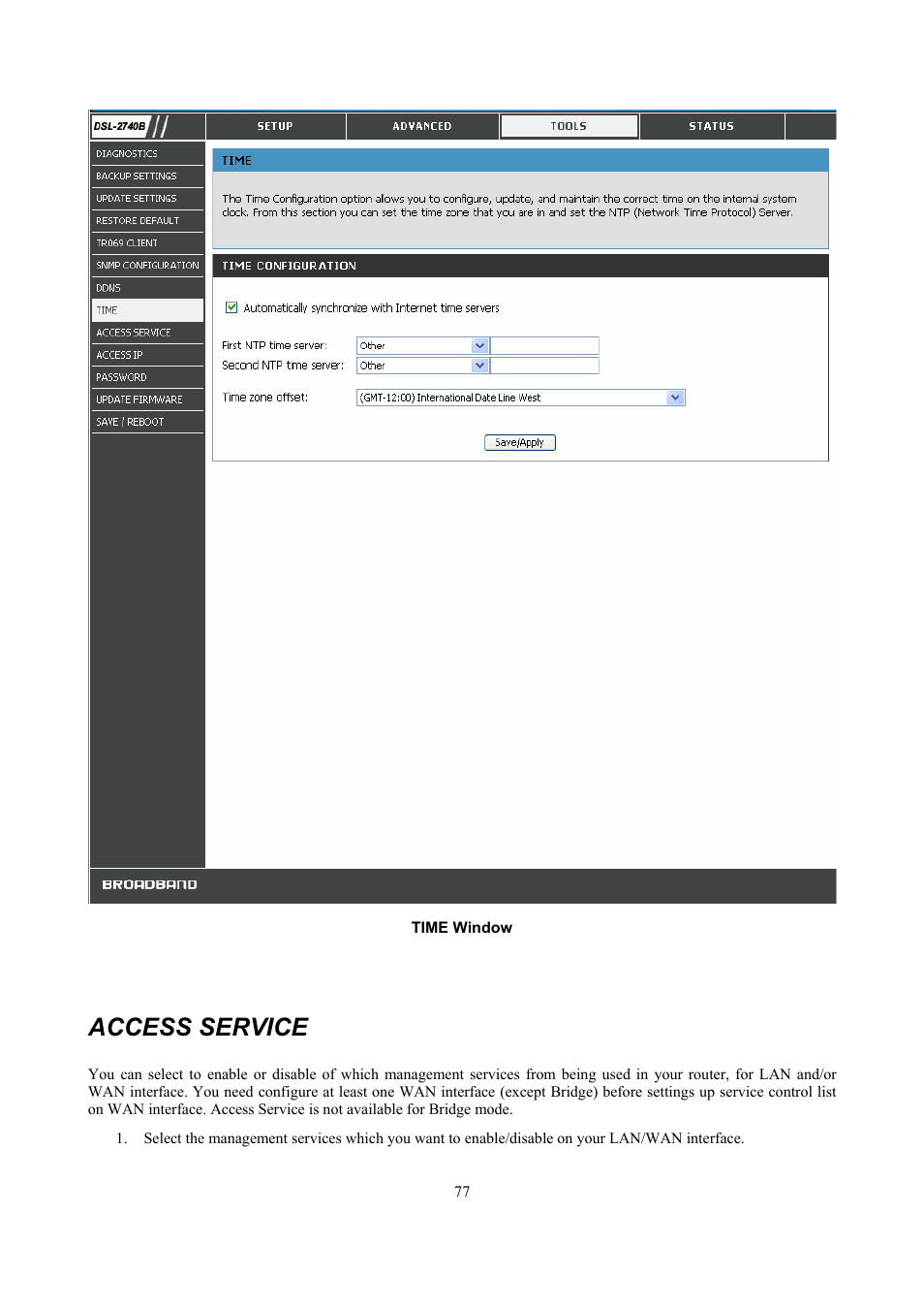 Access service | D-Link DSL 2740B User Manual | Page 87 / 115