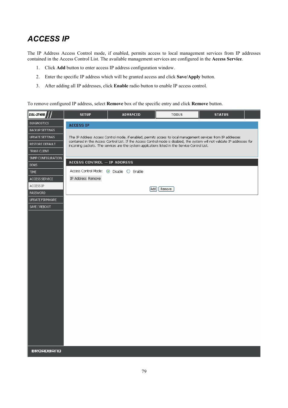 Access ip | D-Link DSL 2740B User Manual | Page 89 / 115