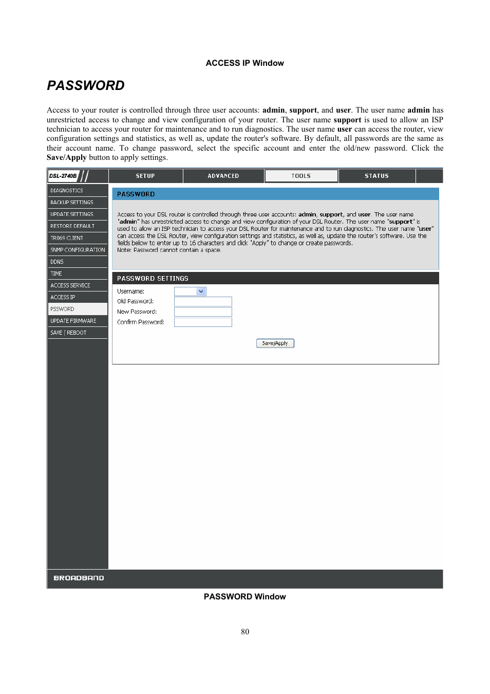 Password | D-Link DSL 2740B User Manual | Page 90 / 115