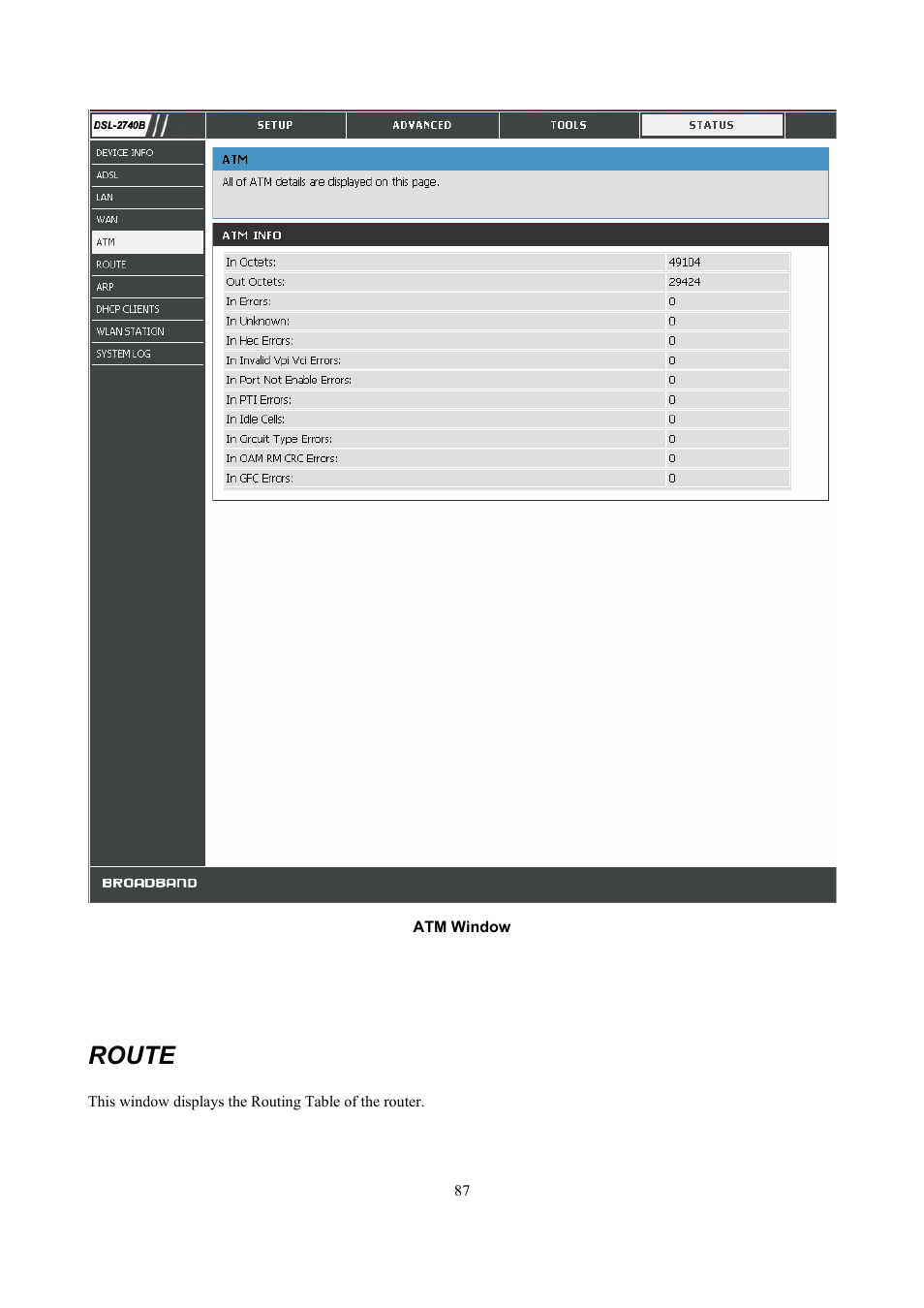 Route | D-Link DSL 2740B User Manual | Page 97 / 115