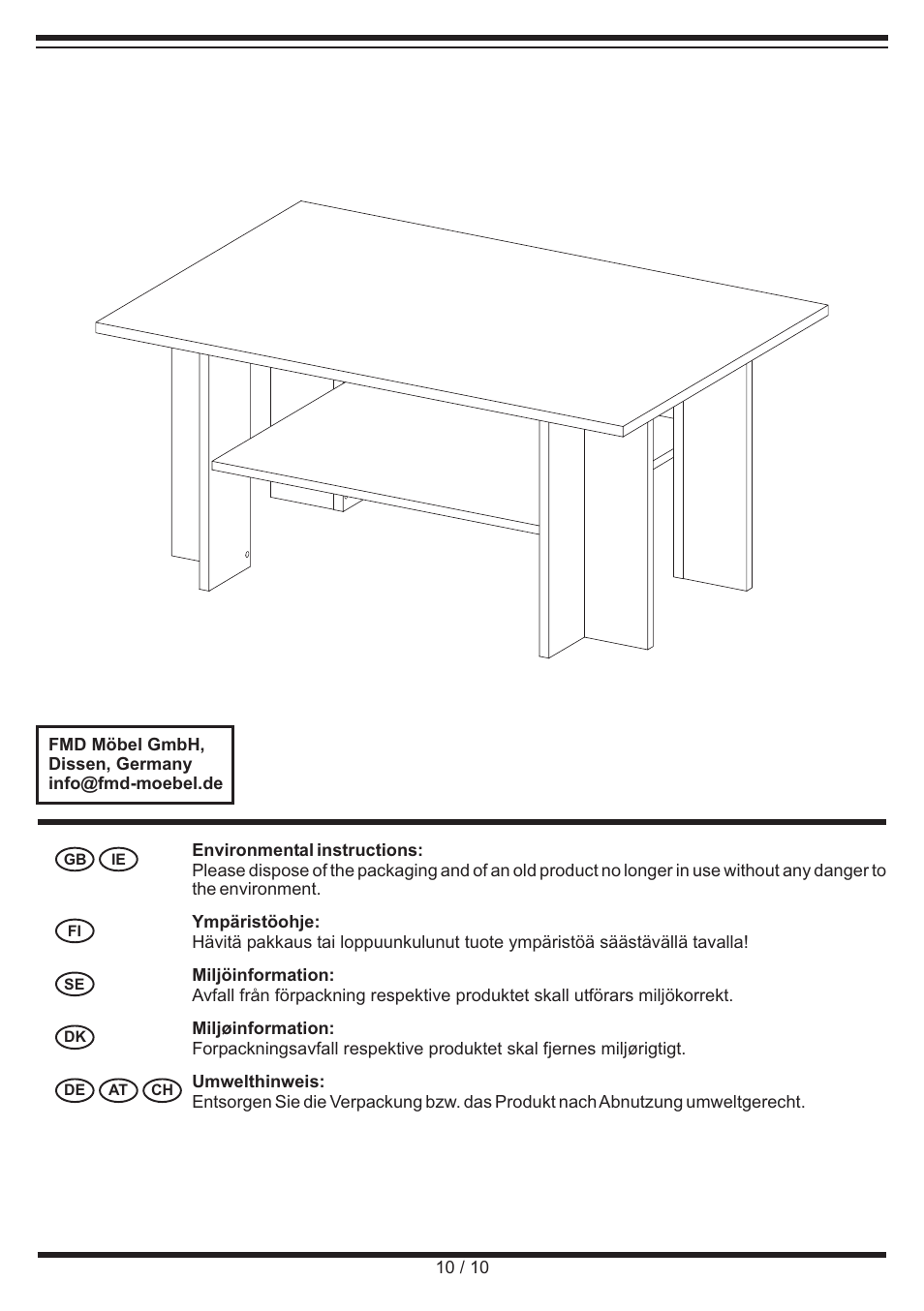 Livarno COFFEE TABLE User Manual | Page 10 / 10