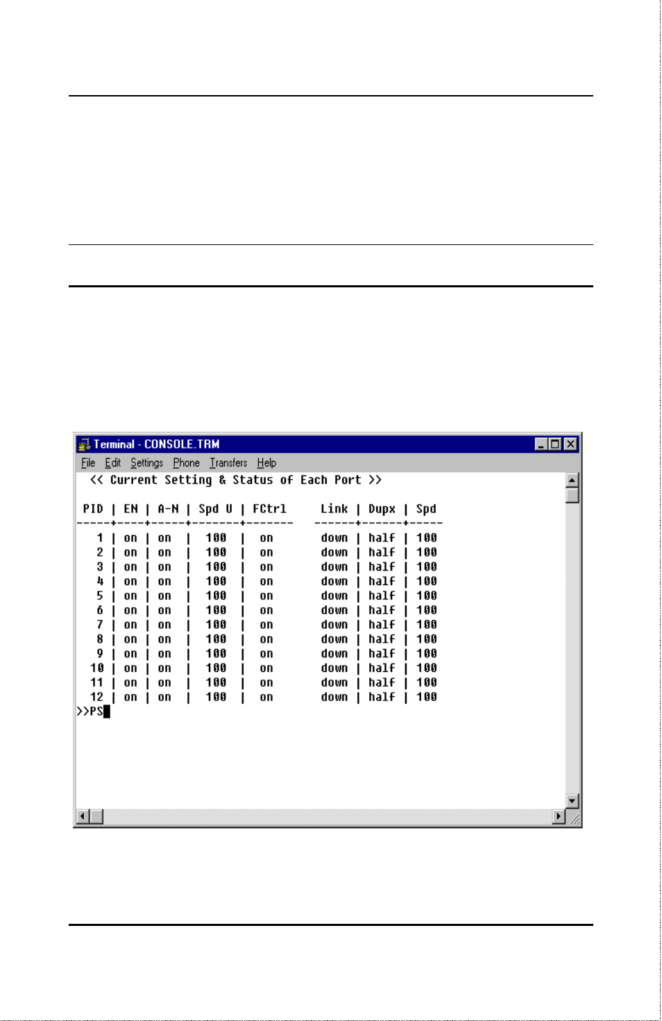 Port submenu | D-Link DES-1012 User Manual | Page 32 / 47