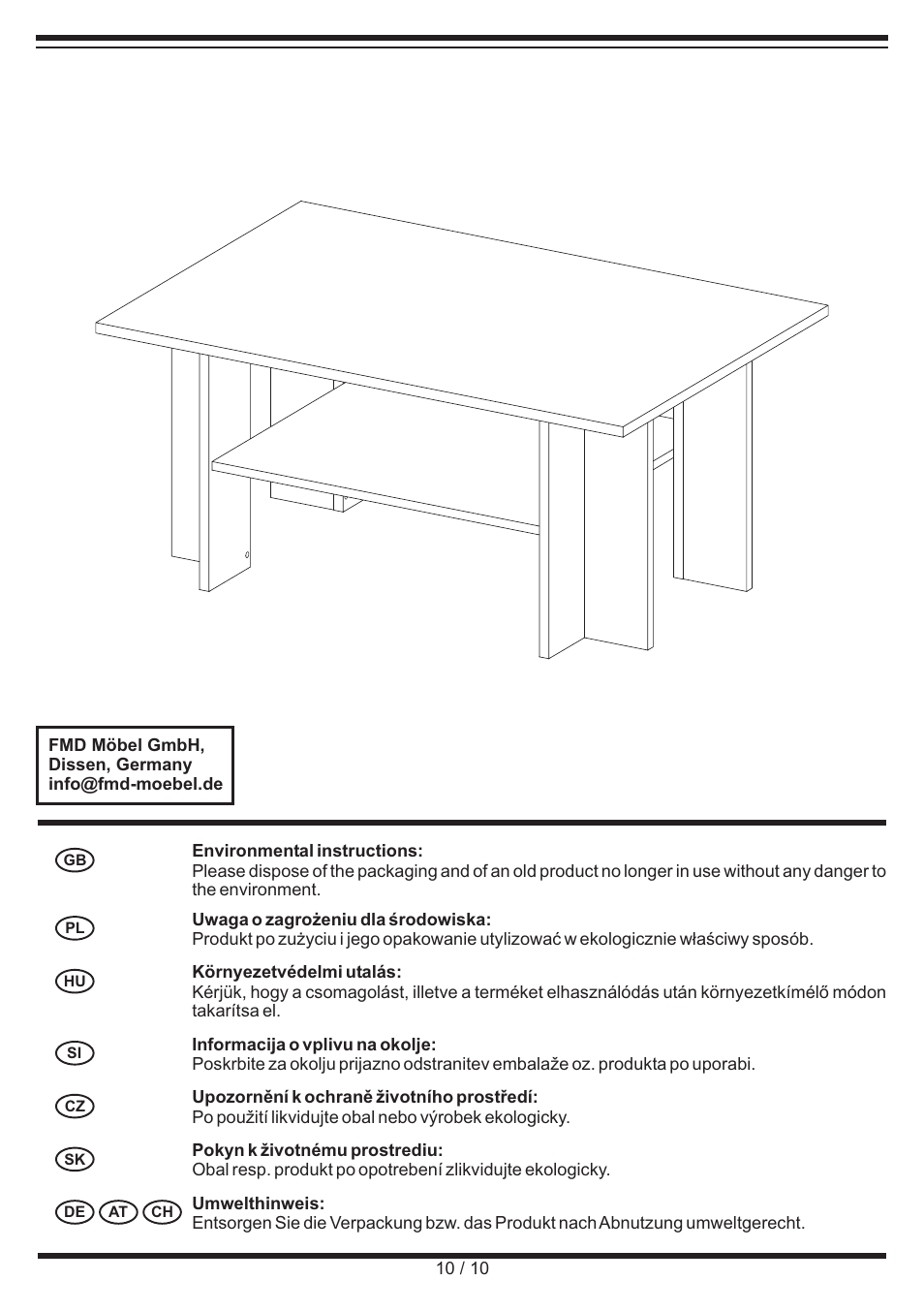 Livarno COFFEE TABLE User Manual | Page 10 / 10