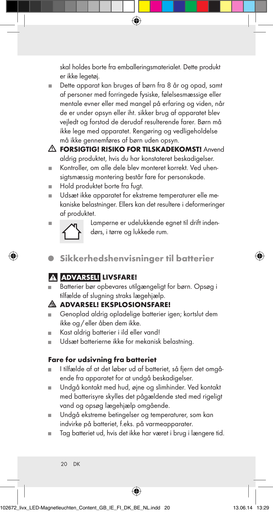 Sikkerhedshenvisninger til batterier | Livarno 102672-14-01/102672-14-02/ 102672-14-03 User Manual | Page 20 / 40