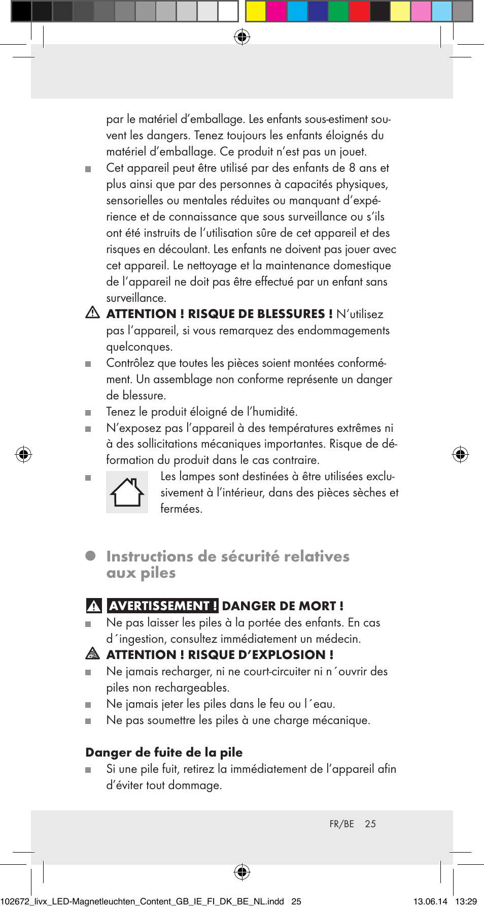 Instructions de sécurité relatives aux piles | Livarno 102672-14-01/102672-14-02/ 102672-14-03 User Manual | Page 25 / 40