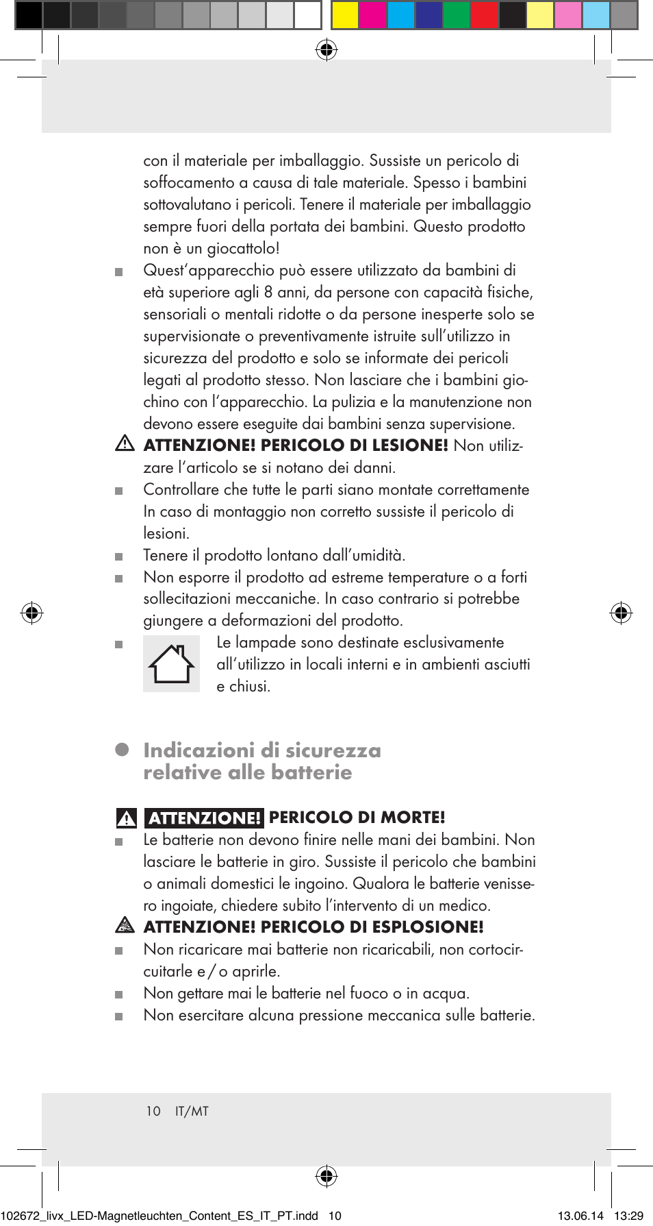 Indicazioni di sicurezza relative alle batterie | Livarno 102672-14-01/102672-14-02/ 102672-14-03 User Manual | Page 10 / 30
