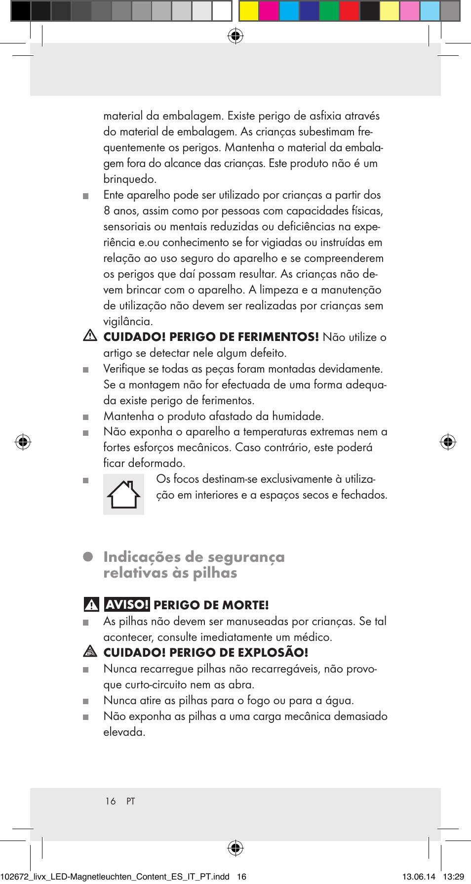 Indicações de segurança relativas às pilhas | Livarno 102672-14-01/102672-14-02/ 102672-14-03 User Manual | Page 16 / 30