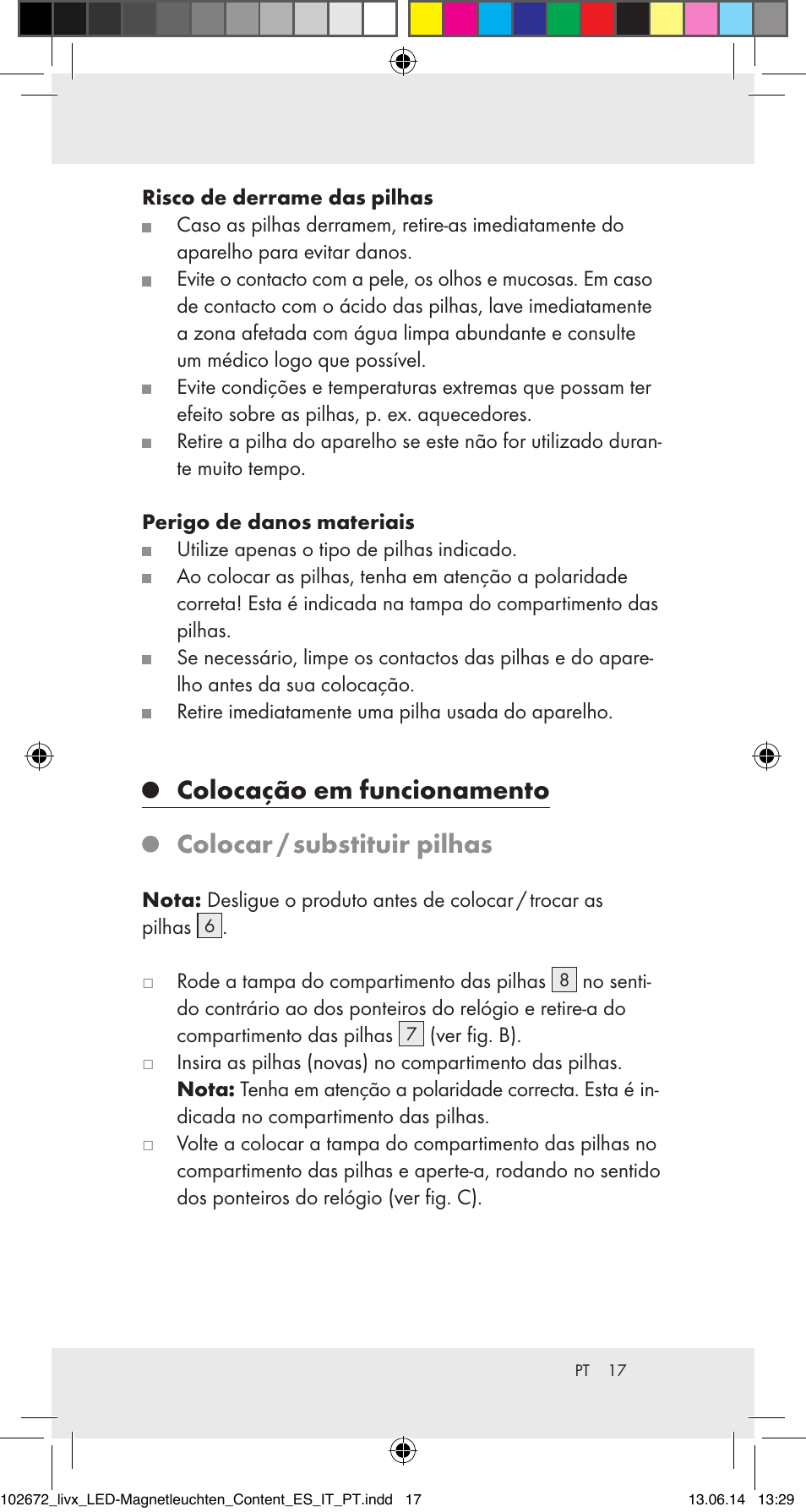 Colocação em funcionamento, Colocar / substituir pilhas | Livarno 102672-14-01/102672-14-02/ 102672-14-03 User Manual | Page 17 / 30