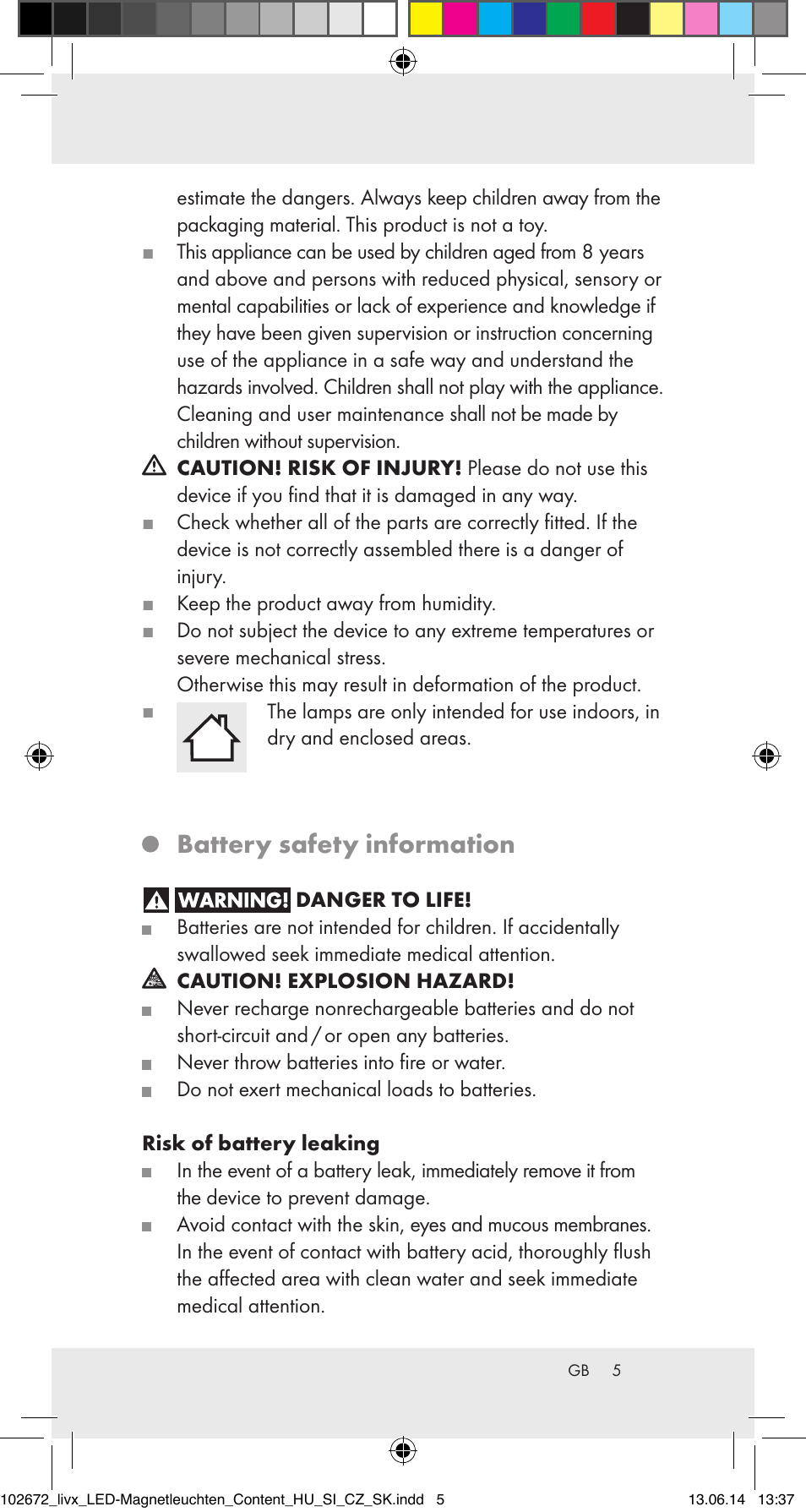 Battery safety information | Livarno 102672-14-01/102672-14-02/ 102672-14-03 User Manual | Page 5 / 40