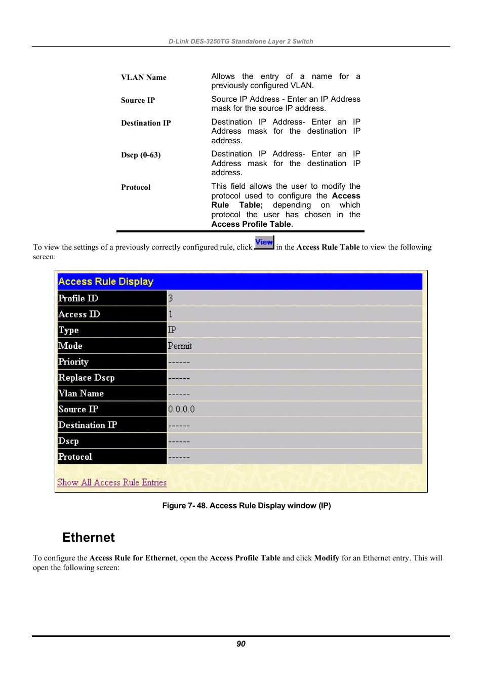 Ethernet | D-Link DES-3250TG User Manual | Page 100 / 186