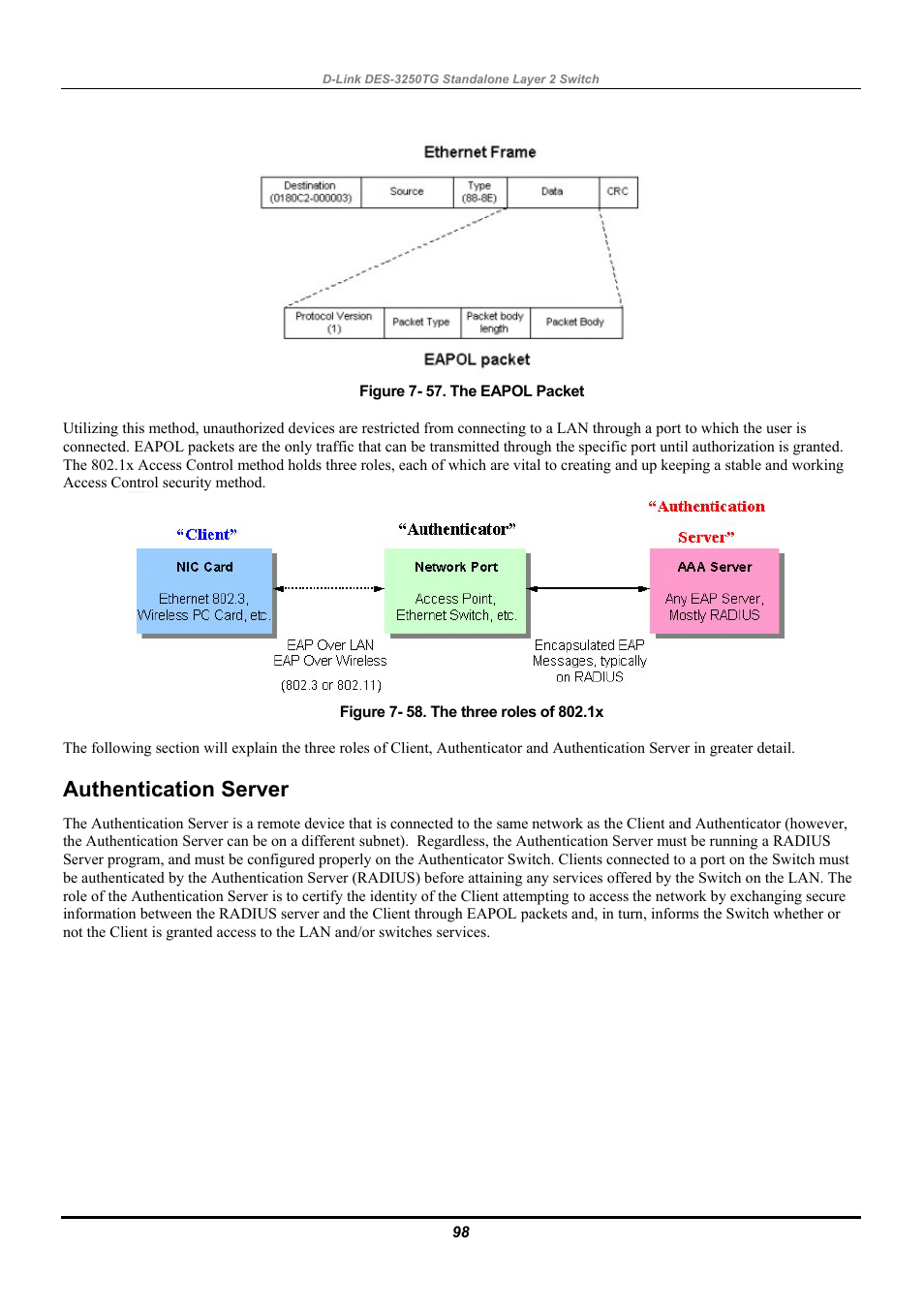 Authentication server | D-Link DES-3250TG User Manual | Page 108 / 186