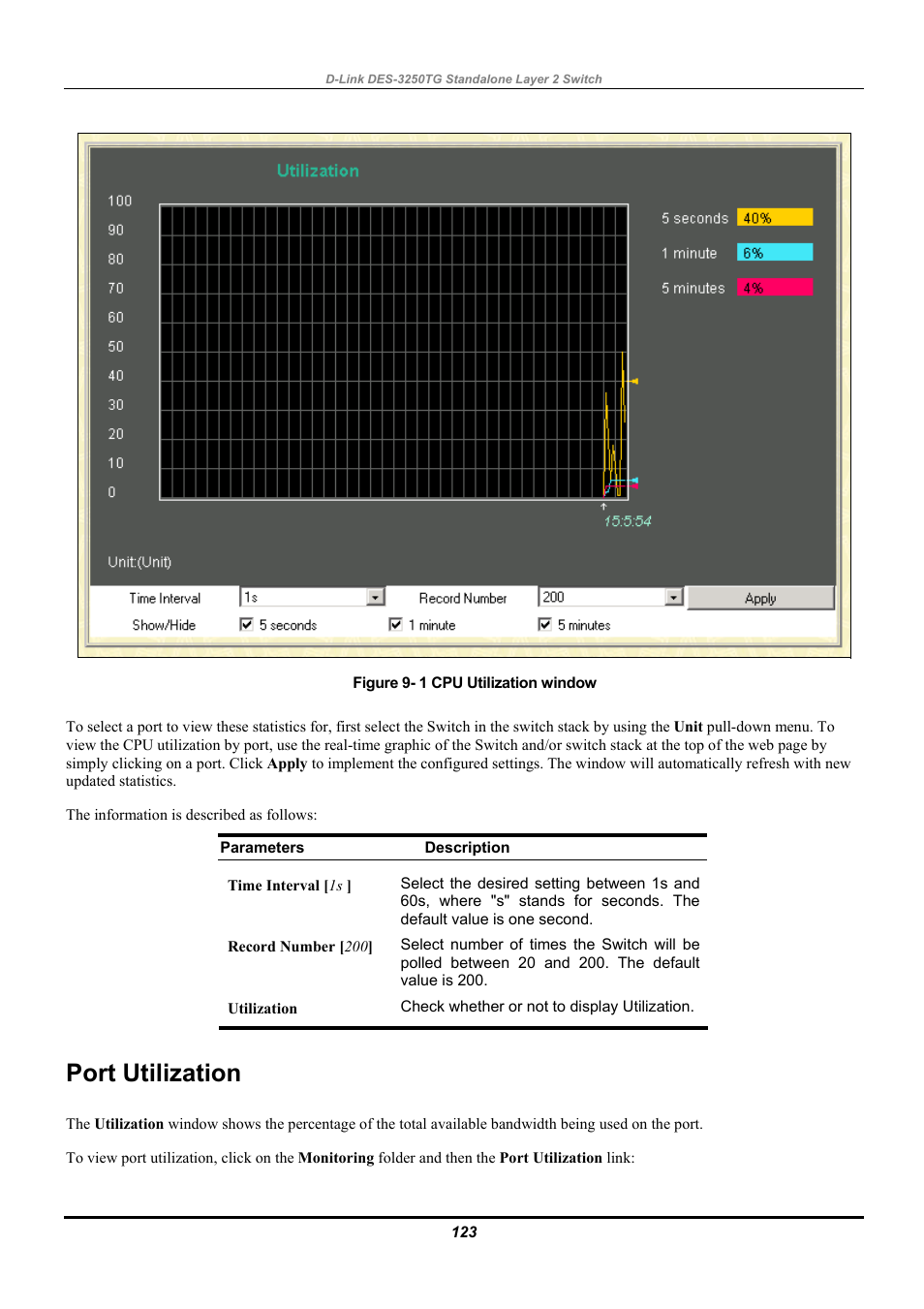 Port utilization | D-Link DES-3250TG User Manual | Page 133 / 186