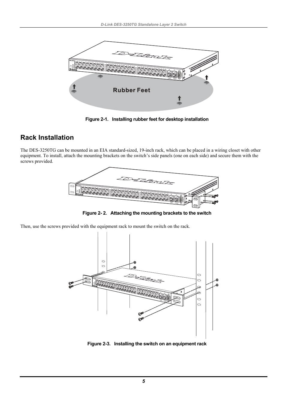 Rack installation | D-Link DES-3250TG User Manual | Page 15 / 186