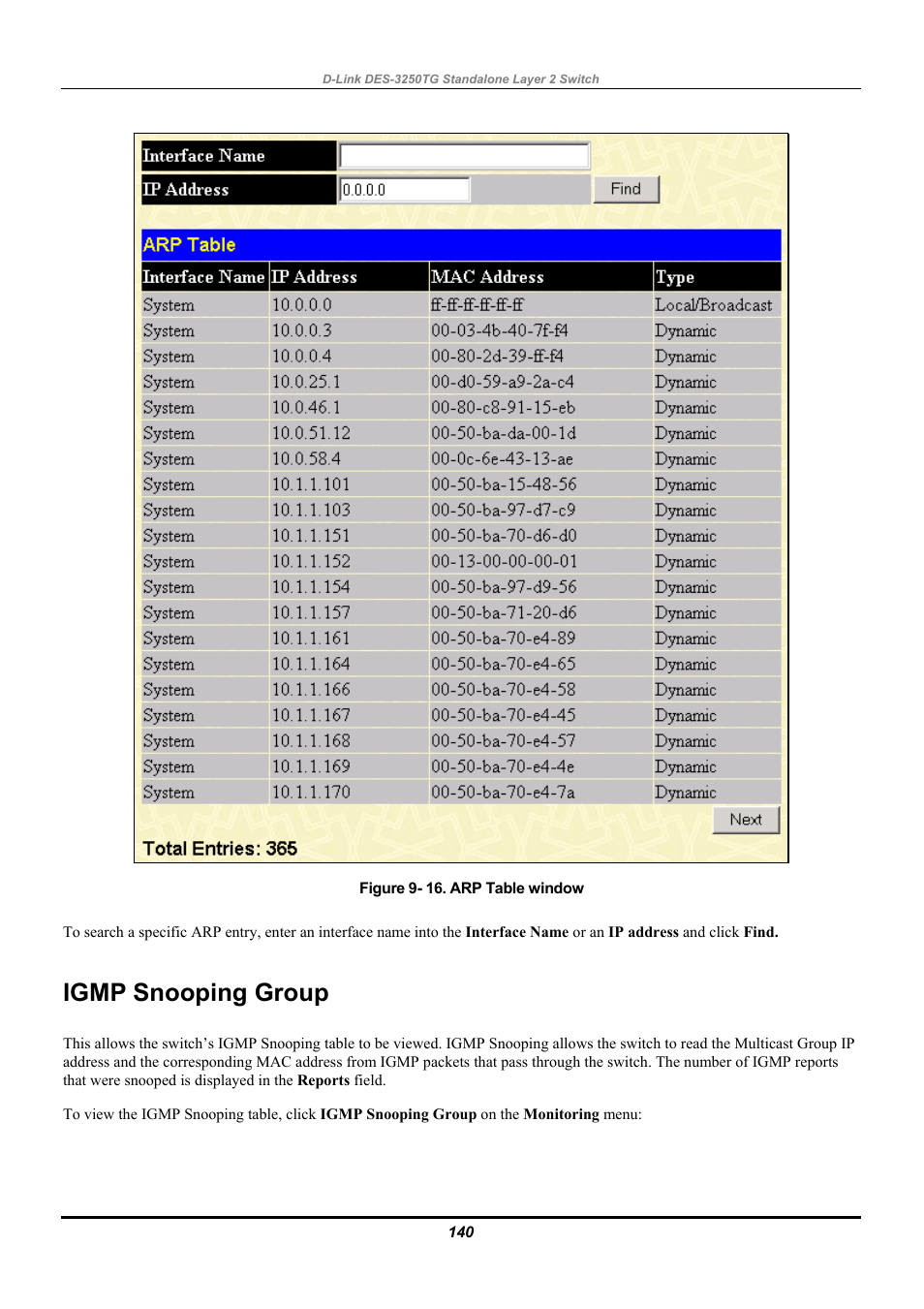 Igmp snooping group | D-Link DES-3250TG User Manual | Page 150 / 186