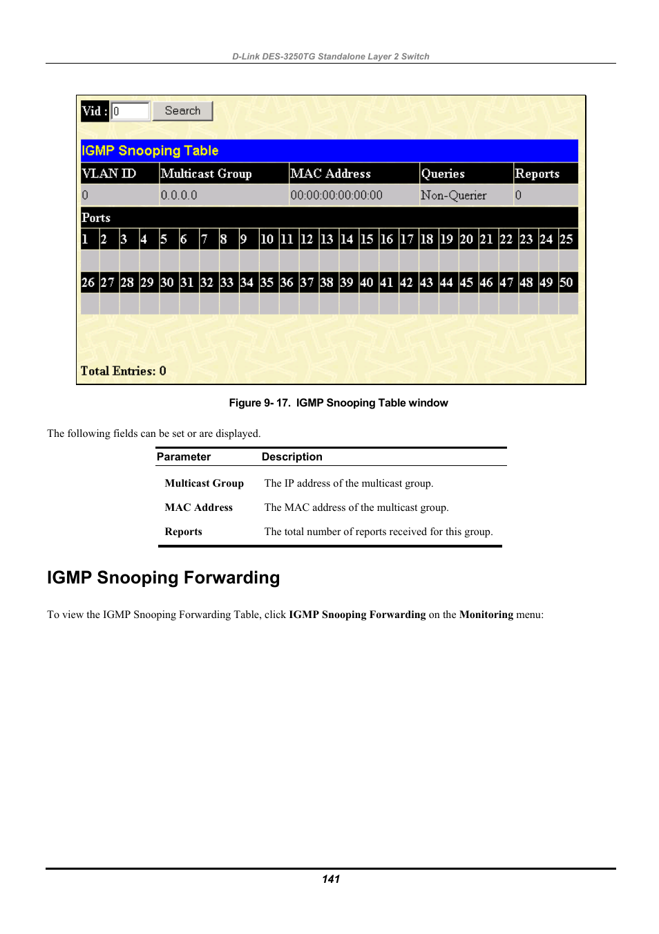 Igmp snooping forwarding | D-Link DES-3250TG User Manual | Page 151 / 186