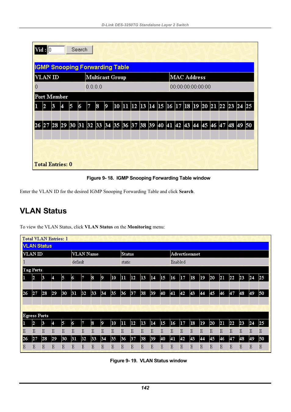 Vlan status | D-Link DES-3250TG User Manual | Page 152 / 186
