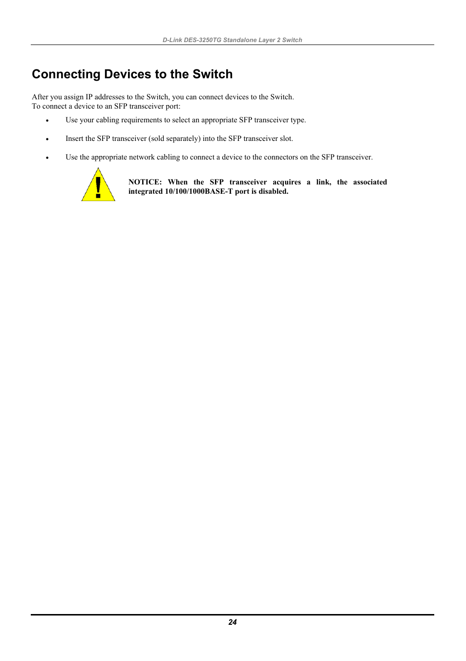 Connecting devices to the switch | D-Link DES-3250TG User Manual | Page 34 / 186