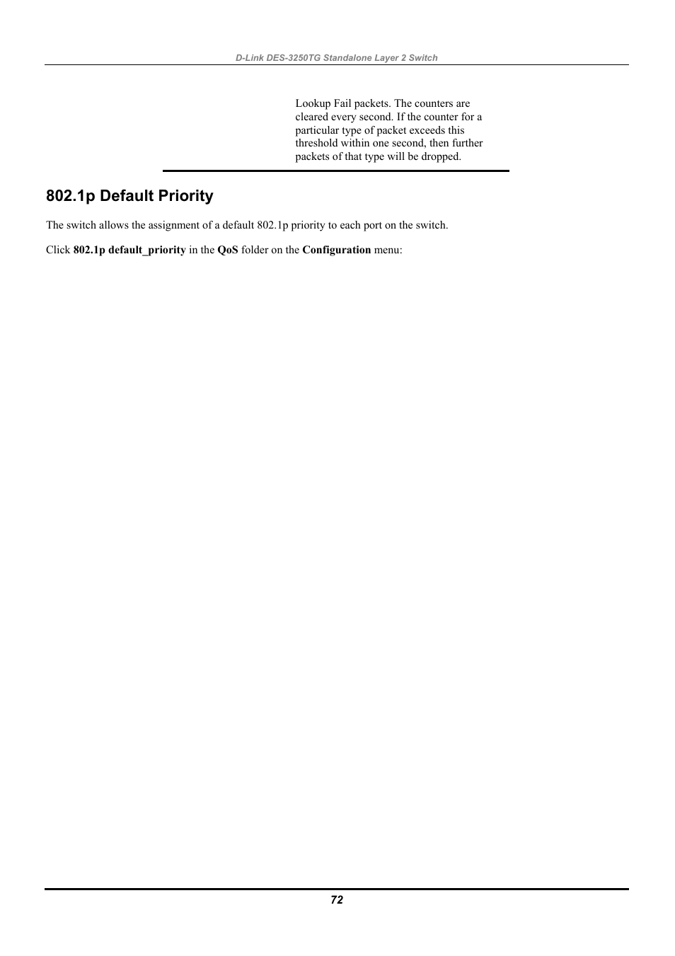 1p default priority | D-Link DES-3250TG User Manual | Page 82 / 186