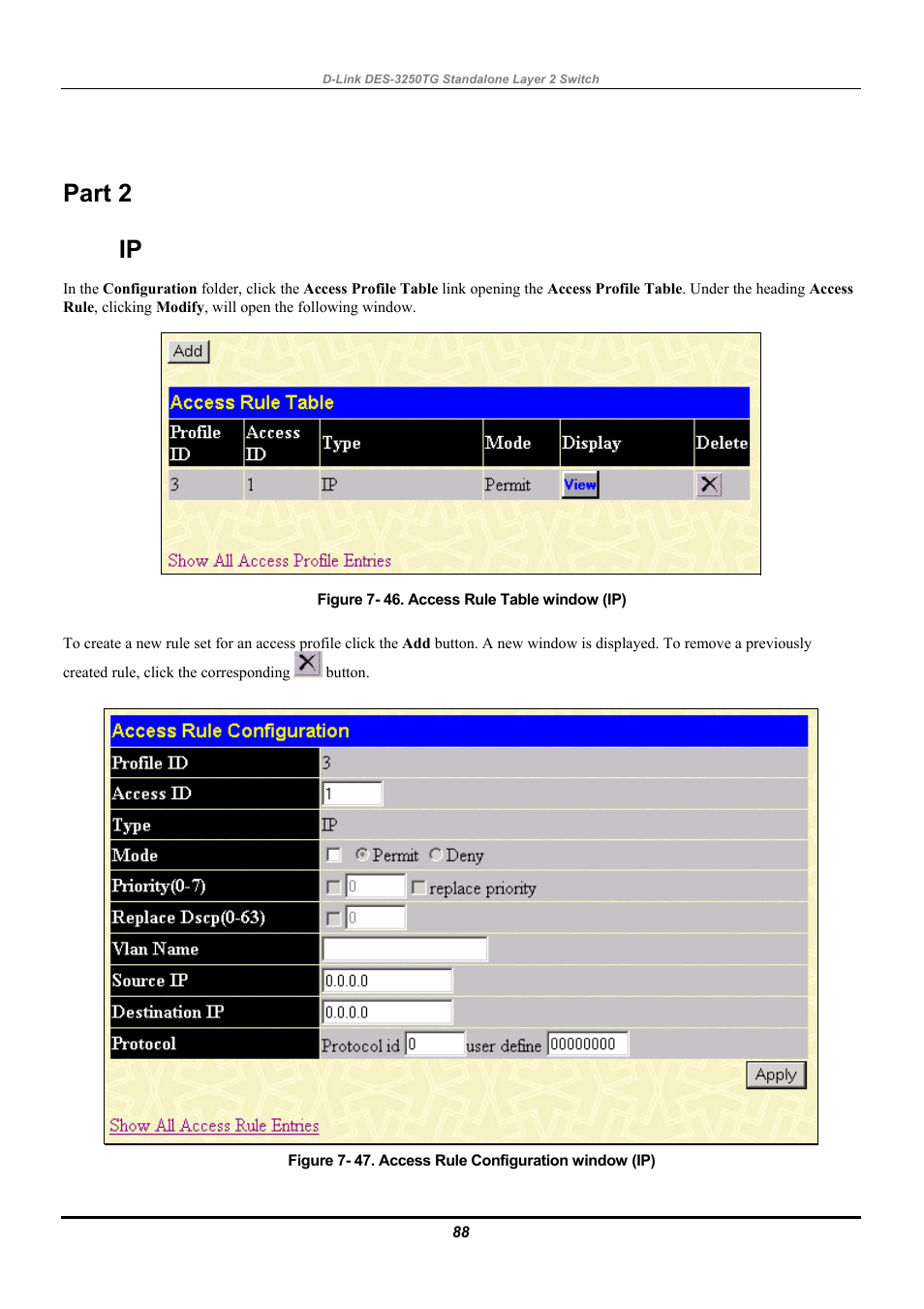 Part 2, Part 2 ip | D-Link DES-3250TG User Manual | Page 98 / 186