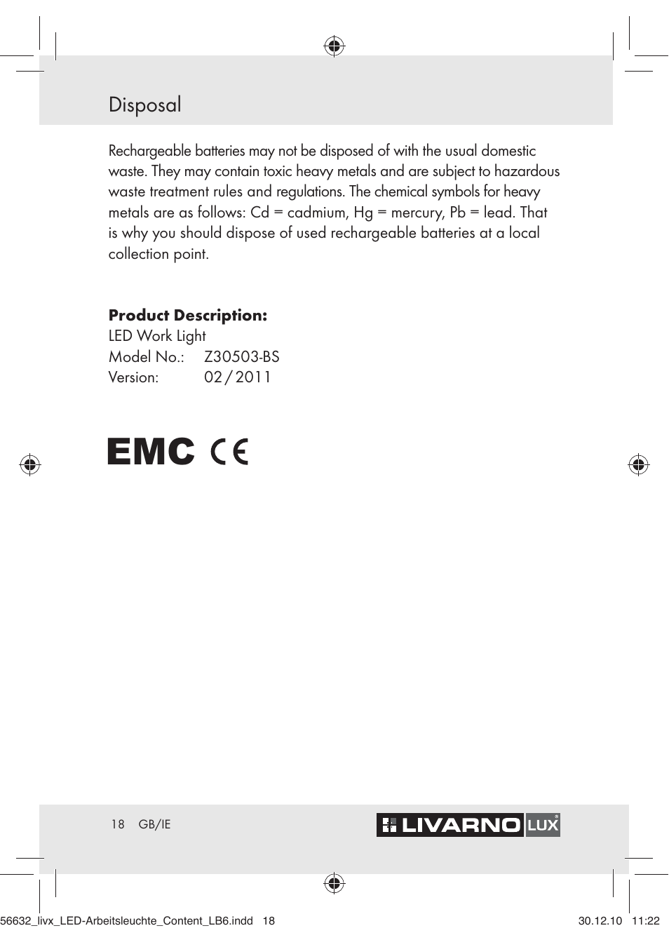 Disposal | Livarno Z30503-BS User Manual | Page 16 / 16