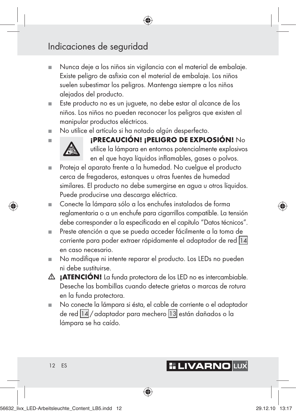 Indicaciones de seguridad | Livarno Z30503-BS User Manual | Page 10 / 62