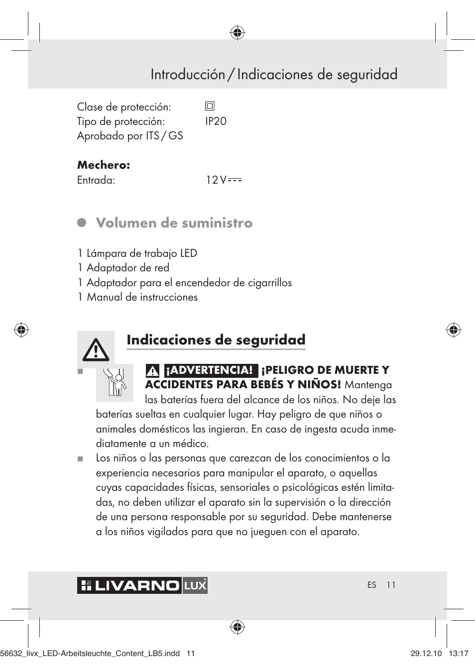 Introducción / indicaciones de seguridad, Volumen de suministro, Indicaciones de seguridad | Livarno Z30503-BS User Manual | Page 9 / 62