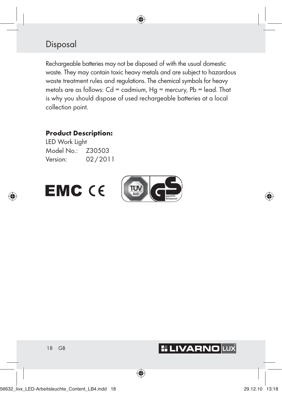 Disposal | Livarno Z30503-BS User Manual | Page 16 / 82