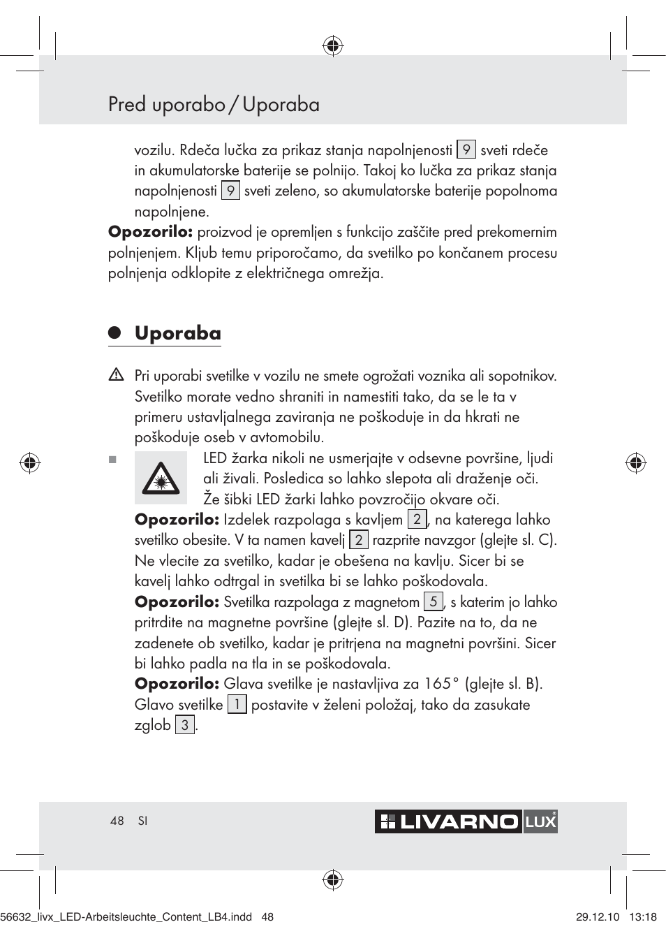 Pred uporabo / uporaba, Uporaba | Livarno Z30503-BS User Manual | Page 46 / 82