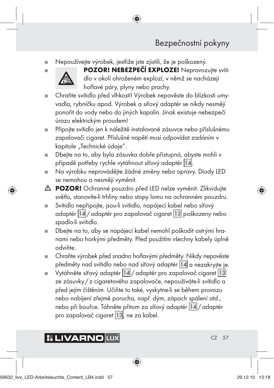 Bezpečnostní pokyny | Livarno Z30503-BS User Manual | Page 55 / 82