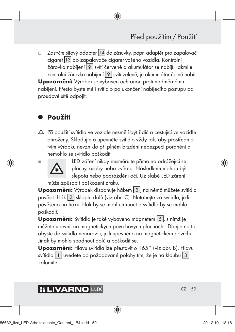 Před použitím / použití, Použití | Livarno Z30503-BS User Manual | Page 57 / 82