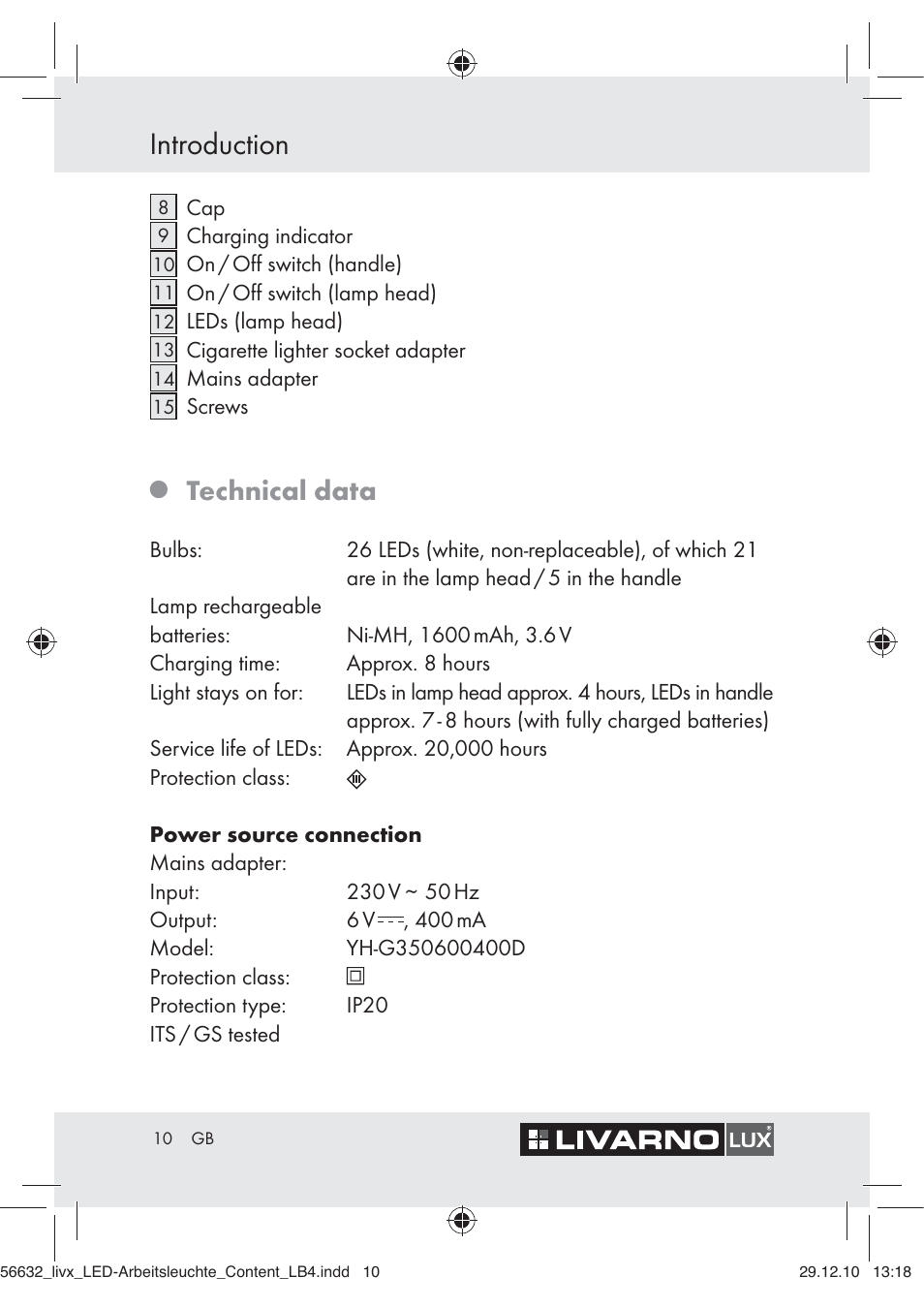 Introduction, Technical data | Livarno Z30503-BS User Manual | Page 8 / 82