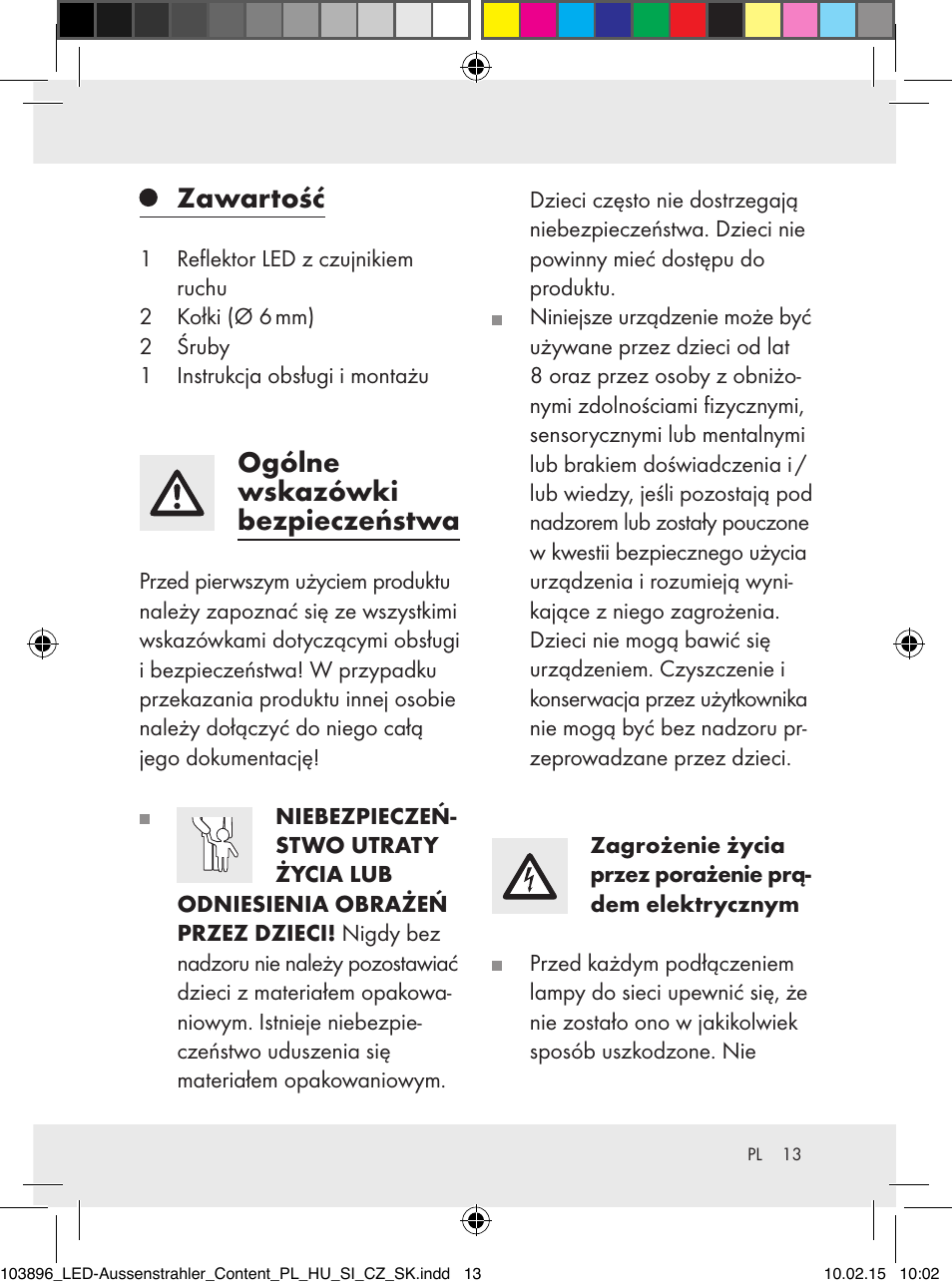 Zawartość, Ogólne wskazówki bezpieczeństwa | Livarno Z31710A, Z31710B User Manual | Page 13 / 63