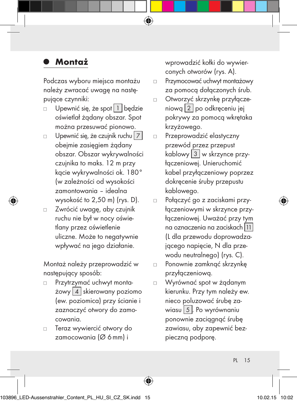 Montaż | Livarno Z31710A, Z31710B User Manual | Page 15 / 63