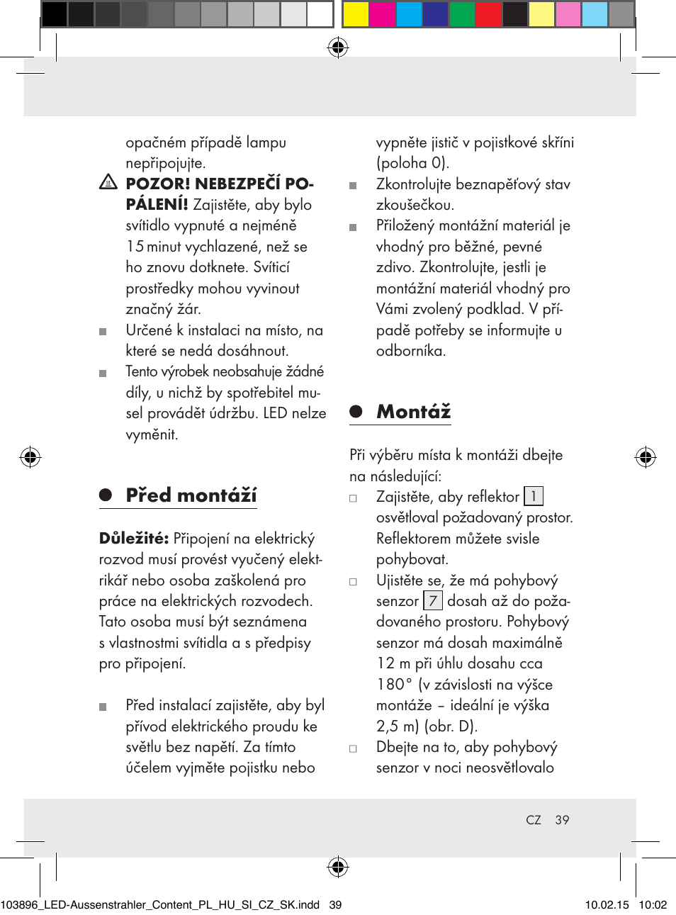 Před montáží, Montáž | Livarno Z31710A, Z31710B User Manual | Page 39 / 63