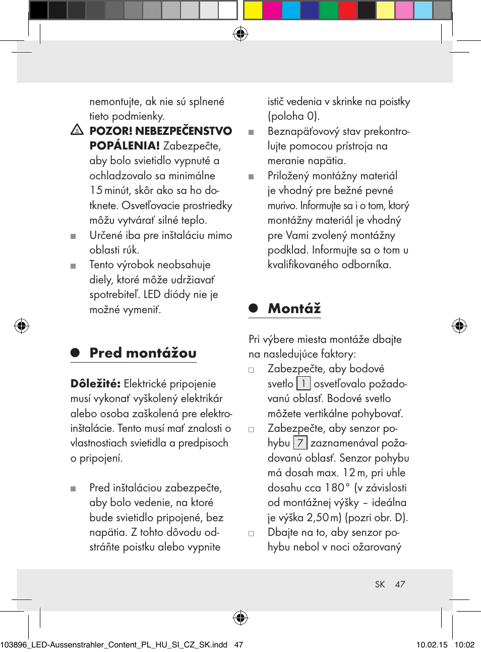 Pred montážou, Montáž | Livarno Z31710A, Z31710B User Manual | Page 47 / 63