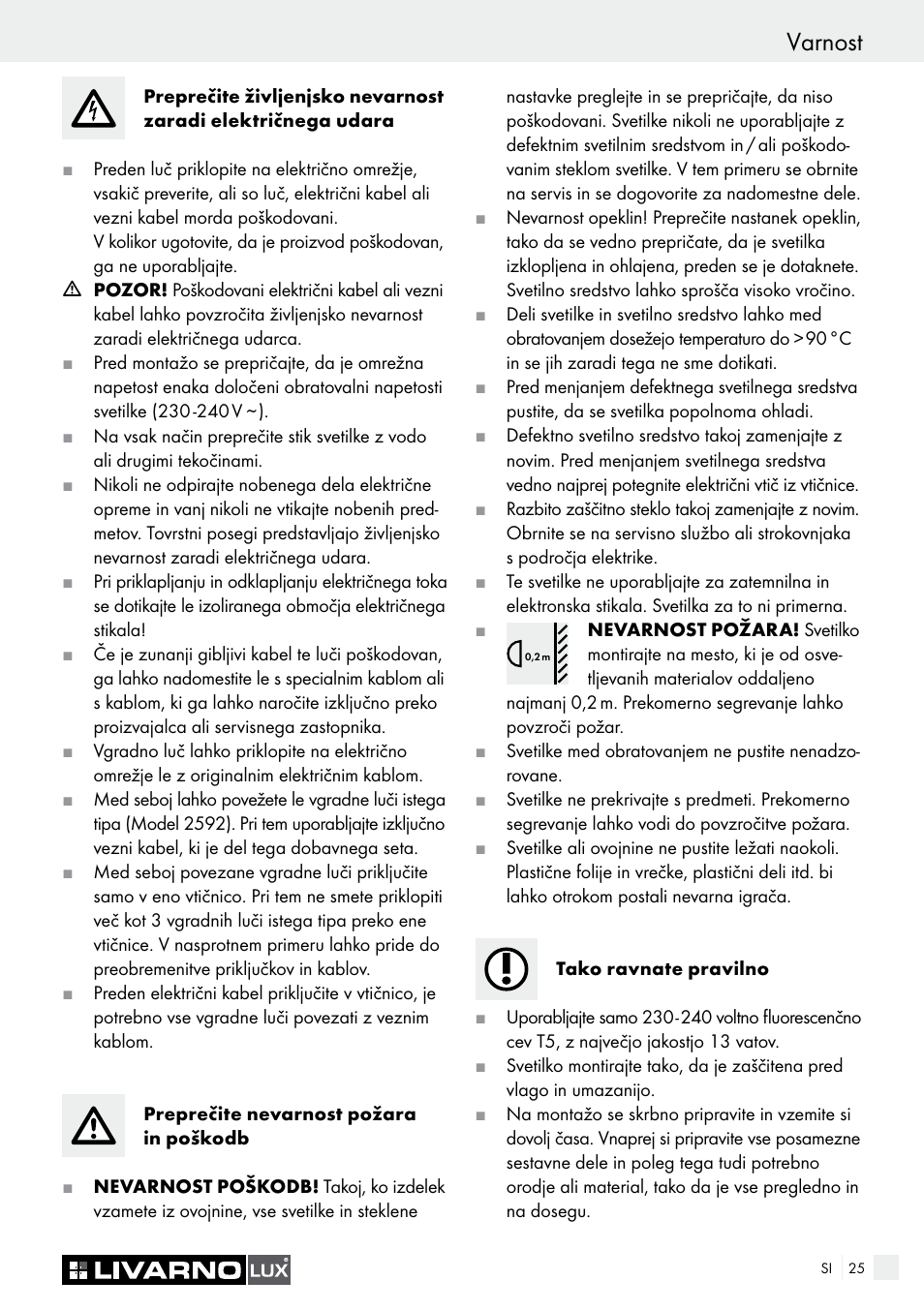 Varnost | Livarno 2592/014L·2592/016L User Manual | Page 25 / 57