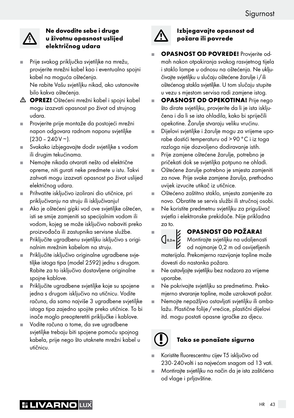Sigurnost | Livarno 2592/014L·2592/016L User Manual | Page 43 / 57